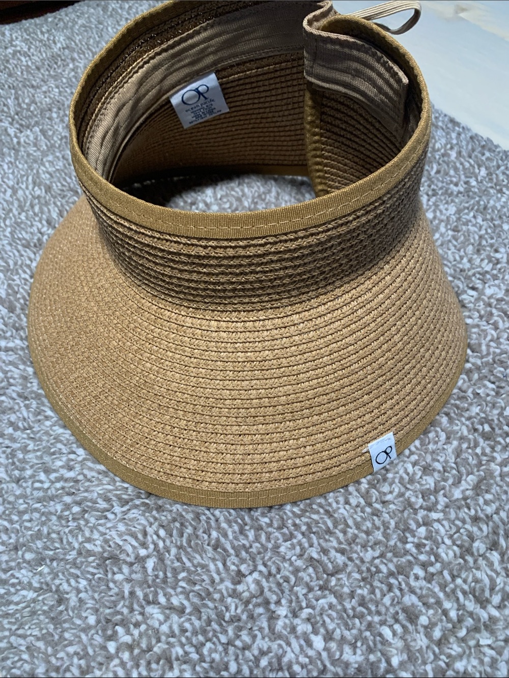 OP Braided Straw Sun Visor in Camel
